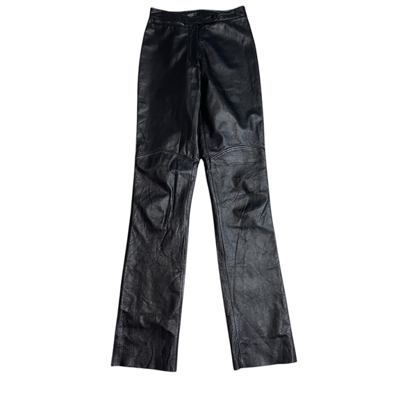 Black Straight Leg Leather Pants - Picture 4 of 6